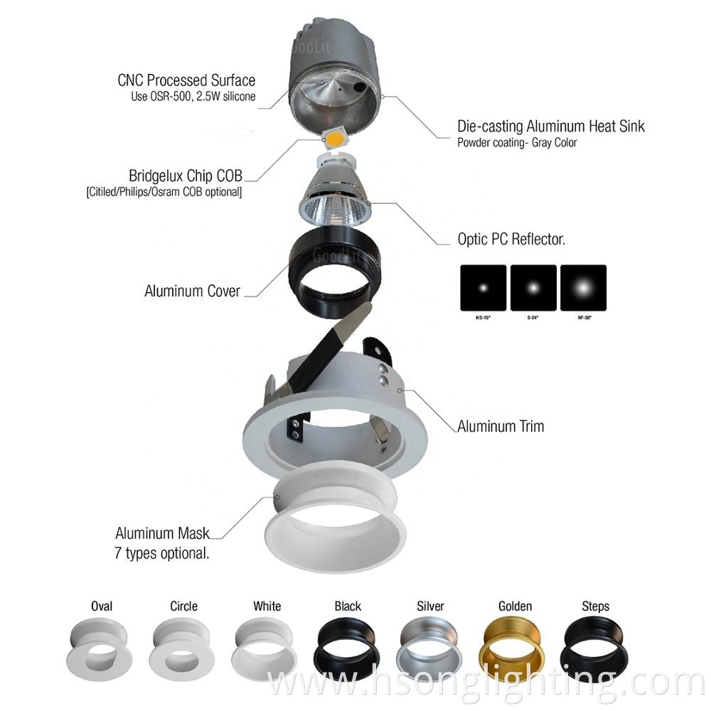 TU YA Dimming LED 10w Non Fliker COB spot light Anti-Glare Intelligent Downlight LED Wall washer light